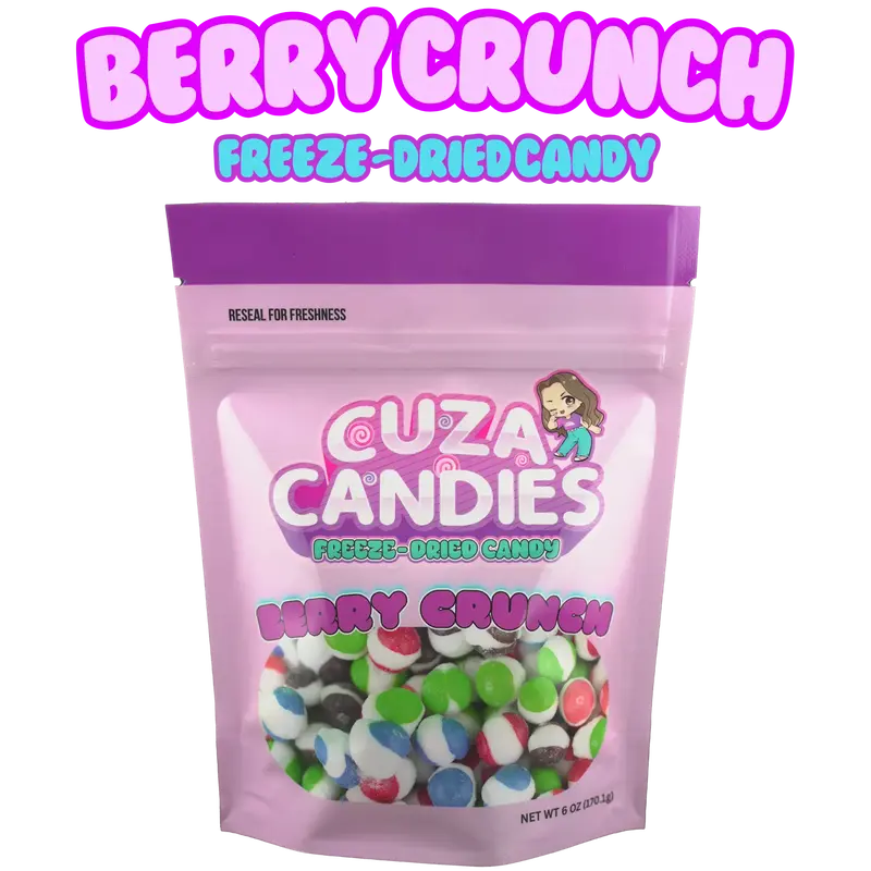 Cuza Candies - Freeze Dried Berry Rainbow Crunch Candy Sweet Snack Bite Sugar Fruity Bonbon Flavor