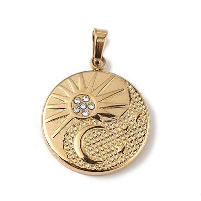 Ion Plating(IP) 304 Stainless Steel with Crystal Rhinestone Pendants
