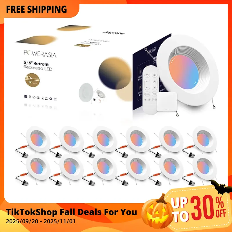 Halloween decorative lights 5/6 Inch LED Can Lights Retrofit RGB Recessed Lighting, Installed on Air Tight Ceiling Can，12W ...