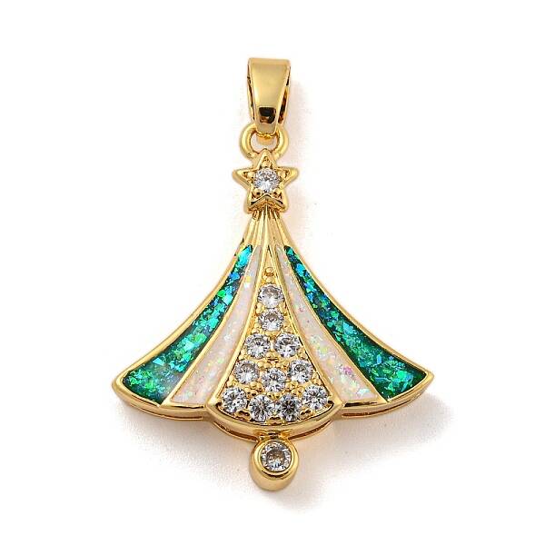 Christmas Brass Micro Pave Cubic Zirconia Pendant