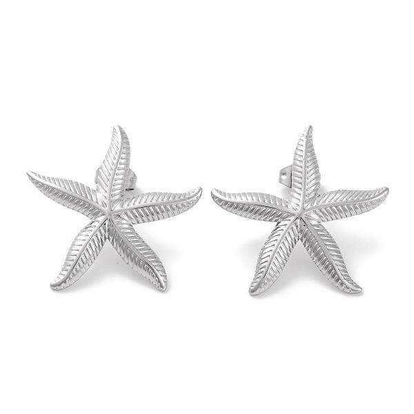 304 Stainless Steel Starfish Stud Earrings