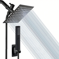 8-inch high-pressure square shower head and 2-in-1 manual shower. Equipped with 60-inch hose, 3-way diverter valve, sticky sh...
