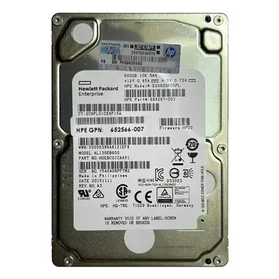 689287-003-SC HP 600GB 10000RPM SAS 6Gb/s 2.5-Inch 16MB Cache Hot Swap Hard Drive