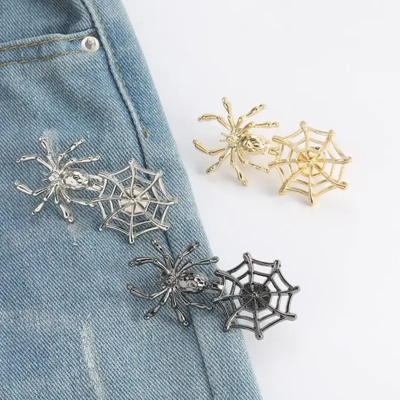 Spider Web Design Jeans Buckle, 1 Count Creative Removable Waist Buckle, Sewing Accessories for DIY Jeans, Pants, Skirts, Hal...