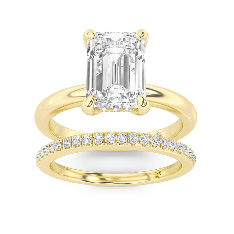 Fez Lab Grown Emerald Cut Diamond Engagement Ring with the BonBon Wedding Band | 18K Yellow Gold 2 1/3 ct. tw.