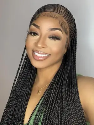 BlackĀ Full Lace Front Long-length Hand Hook Hair Lace Braiding Wig, Girlfriend Gifts, Synthetic Braided Lace Wigs with Baby ...