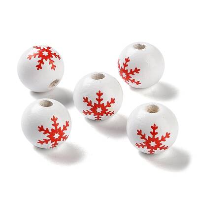 Printed Wood European Beads