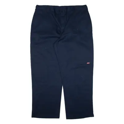 DICKIES Double-knee Workwear Mens Trousers Blue Loose Straight W42 L32