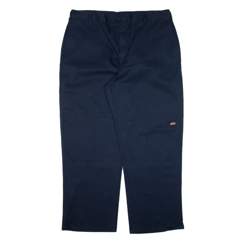 DICKIES Double-knee Workwear Mens Trousers Blue Loose Straight W42 L32