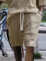 Men's Solid Color Jacquard Drawstring Waist Shorts, Loose Casual Comfy Multi-pocket  Straight Leg Shorts for Summer, Fashion ...