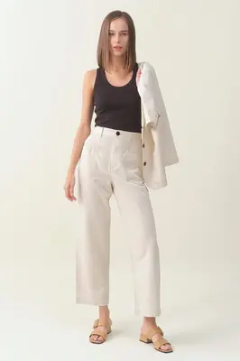 High-waist Linen Wide Pant - Raw | Size: M