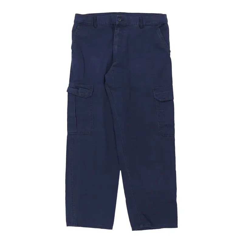 Lazzar Cargo Trousers - 36W 29L Navy Cotton Blend