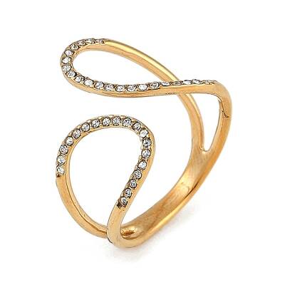 Ion Plating(IP) 304 Stainless Steel Ring with Rhinestones