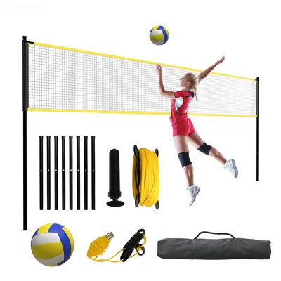 Garvee Portable 32 Ft Volleyball Net for Backyard & Outdoor – Adjustable Height Training Set with Bag, Ball, Pump & Ropes �...