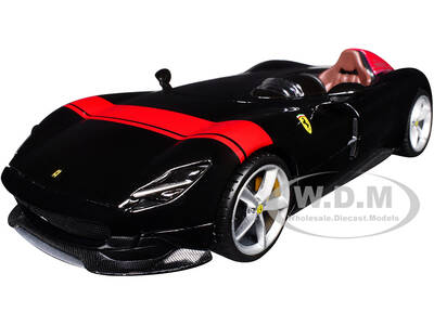 Ferrari Monza SP1 Black Metallic with Red Stripes Race & Play Series 1/24 Diecast Model Car by Bburago