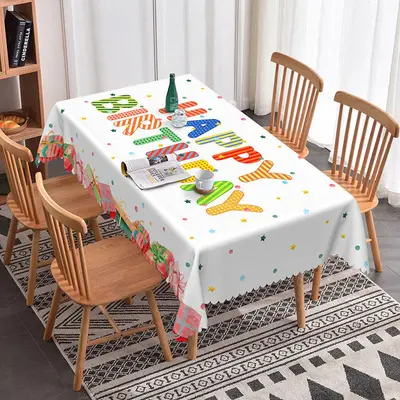 Aperturee Colorful Confetti Birthday Party Rectangle Tablecloth, 52x70 Inch, 30.82 USD, rectangle tablecloths, ZJY04640-A