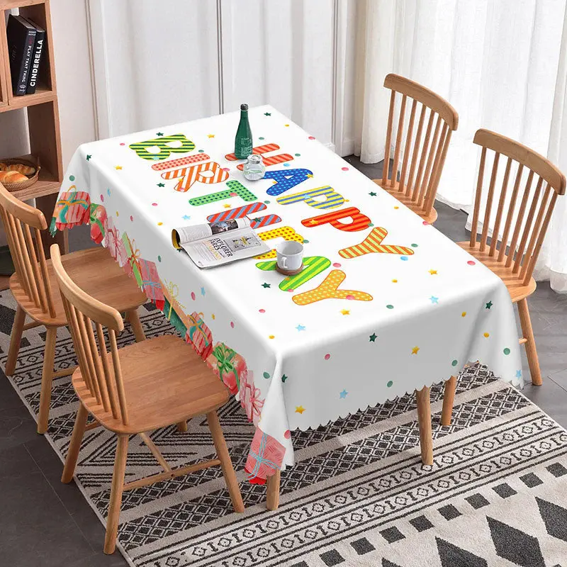Aperturee Colorful Confetti Birthday Party Rectangle Tablecloth, 52x70 Inch, 30.82 USD, rectangle tablecloths, ZJY04640-A