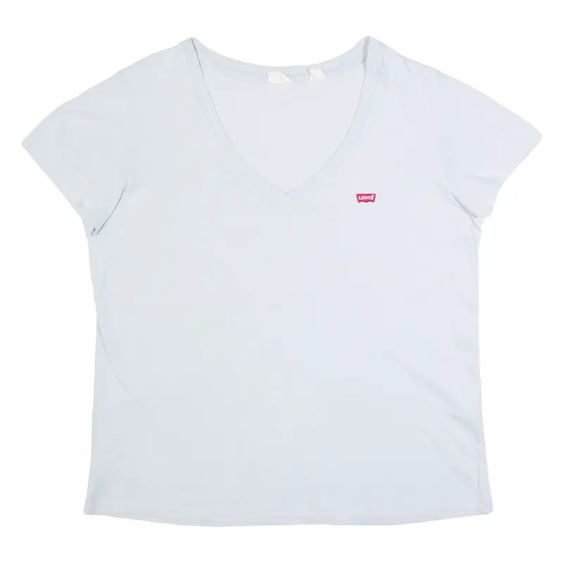 LEVI'S Womens T-Shirt Grey V-Neck L