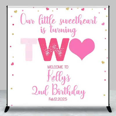 Our Little Sweetheart Custom 2nd Birthday Backdrop - Aperturee