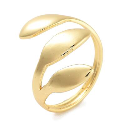 Leaf Rack Plating Brass Open Cuff Rings for Women