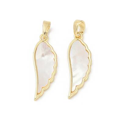 Brass Pave Natural White Shell Pendants