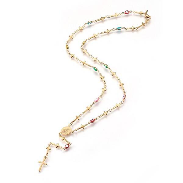 304 Stainless Steel Rosary Bead Necklaces