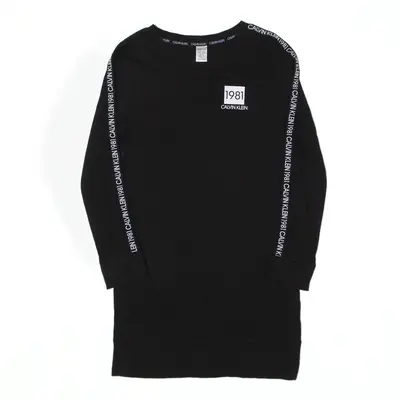 CALVIN KLEIN 1989 Sleepwear Black Midi Long Sleeve T-Shirt Dress Womens UK 6