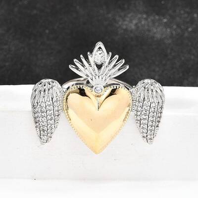 Gothic Style Brass Micro Pave Clear Cubic Zirconia Cuff Rings for Women