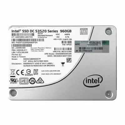 VK000960GWCNR HP 960GB SATA 6Gb/s Hot-Pluggable Read Intensive 2.5-Inch Enterprise Solid State Drive for ProLiant Server and ...