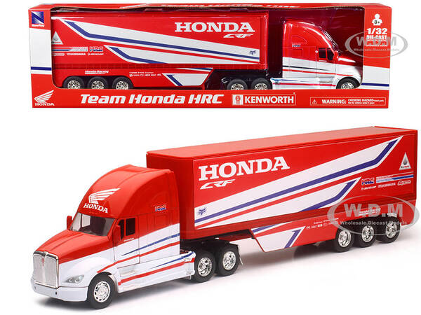 Kenworth Semi-Truck Red and White Team Honda HRC 1/32 Diecast Model by New Ray