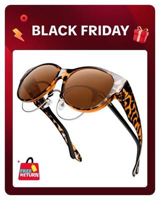 HAOLOTA Fit Over Glasses Sunglasses for Women & Men Oversized Cat Eye Polarized 100% UV400 Protection TR90 Frames TAC Le