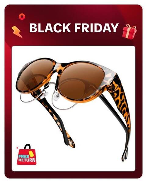 HAOLOTA Fit Over Glasses Sunglasses for Women & Men Oversized Cat Eye Polarized 100% UV400 Protection TR90 Frames TAC Le