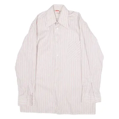 BASILICA Mens Shirt Pink Striped Long Sleeve S
