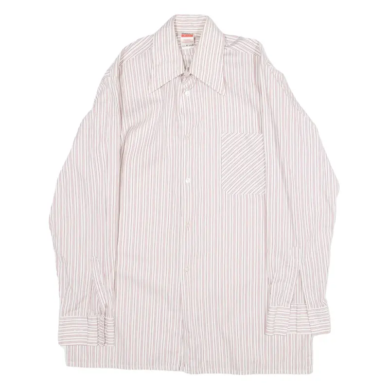 BASILICA Mens Shirt Pink Striped Long Sleeve S