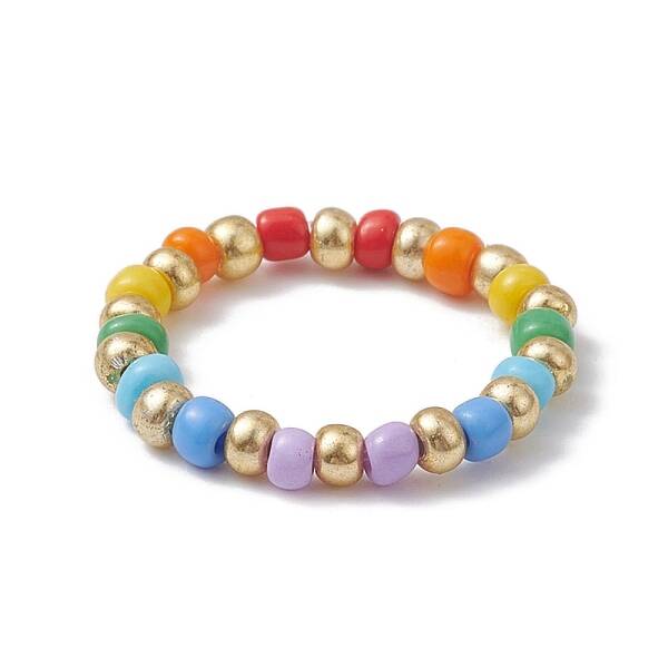 Glass Beaded Stretch Finger Rings for Women