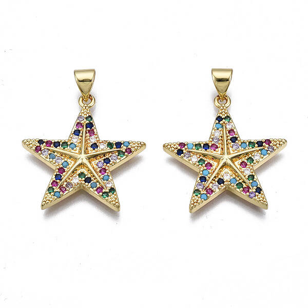 Brass Micro Pave Cubic Zirconia Pendants