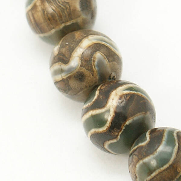 Tibetan Style Wave Pattern dZi Beads