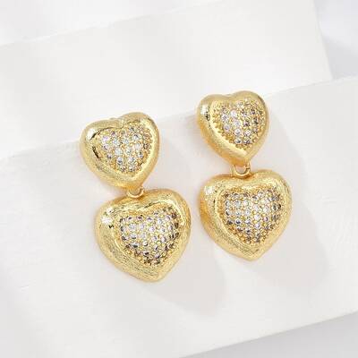 Brass Micro Pave Clear Cubic Zirconia Stud Earrings