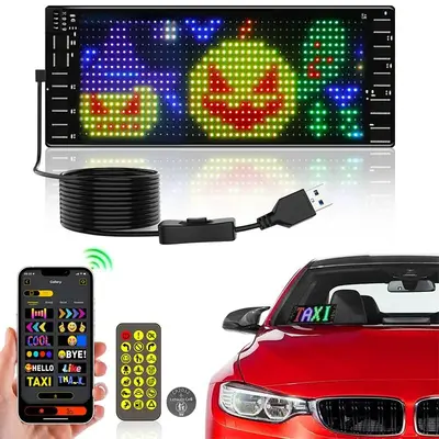 LED Matrix Panel for Summer, LED Sign Flexible Programmable, Advertising Digital Sign, Car Digital Screen with App Control, ...