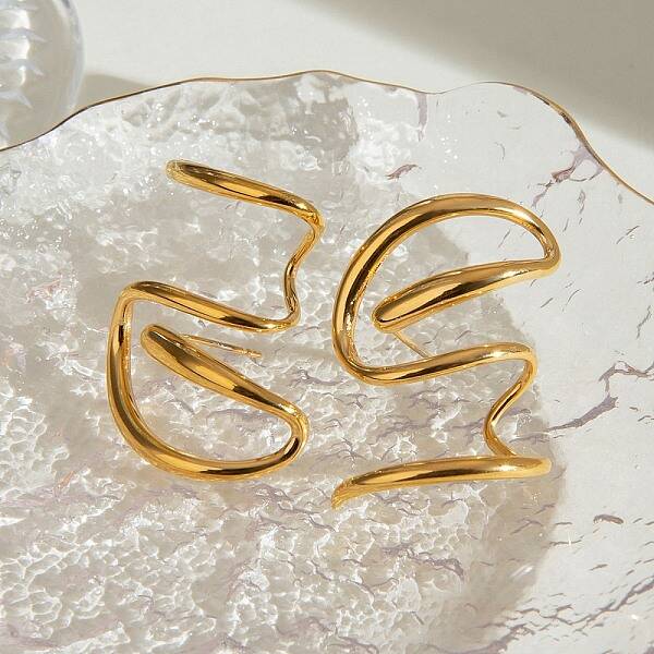 304 Stainless Steel Line Stud Earrings