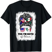 100%cotton Half Mexican And American Mexico America Usa Flag Girl Woman T-Shirt
