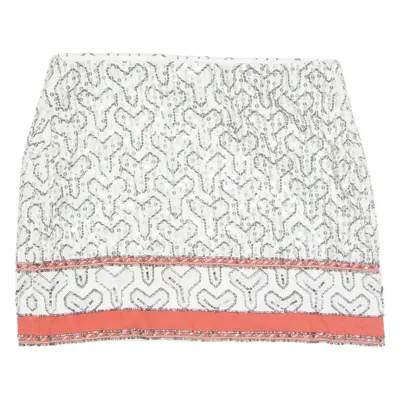 ZARA Sequins Womens Mini Skirt White Short Crazy Pattern M