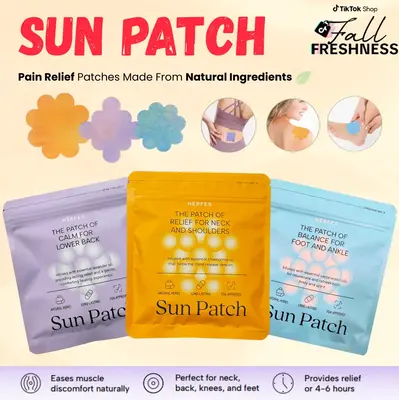 Sun Patch Natural Pain Relief Patches | Unique Scents like Lavender, Daily muscle comfort, Natural Ingredients, Vegan, Long-L...