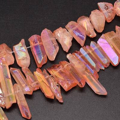 Electroplated Natural Quartz Crystal Beads Strands