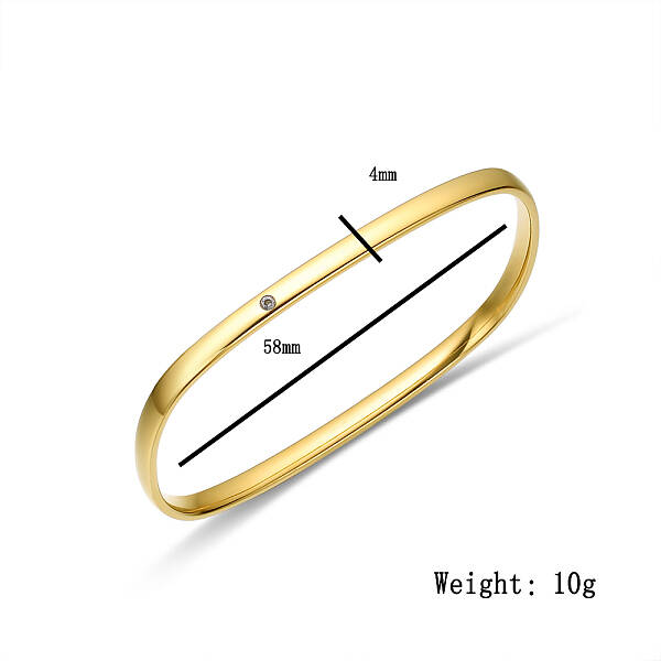 Golden Stainless Steel Bangle with Moissanite