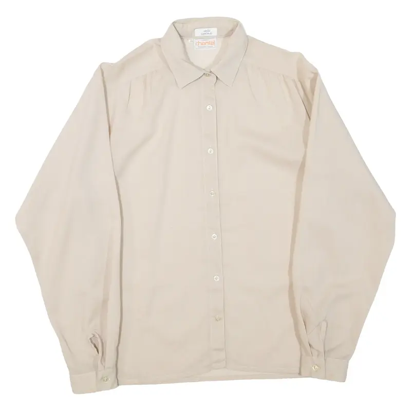 CHANTAL Womens Shirt Beige Collared Long Sleeve L