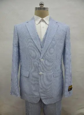 Seersucker-2BV Blue - Mens Modern Fit Suit