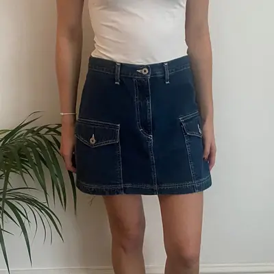 Onyx Mini Denim Skirt - 30W UK 10 Blue Cotton