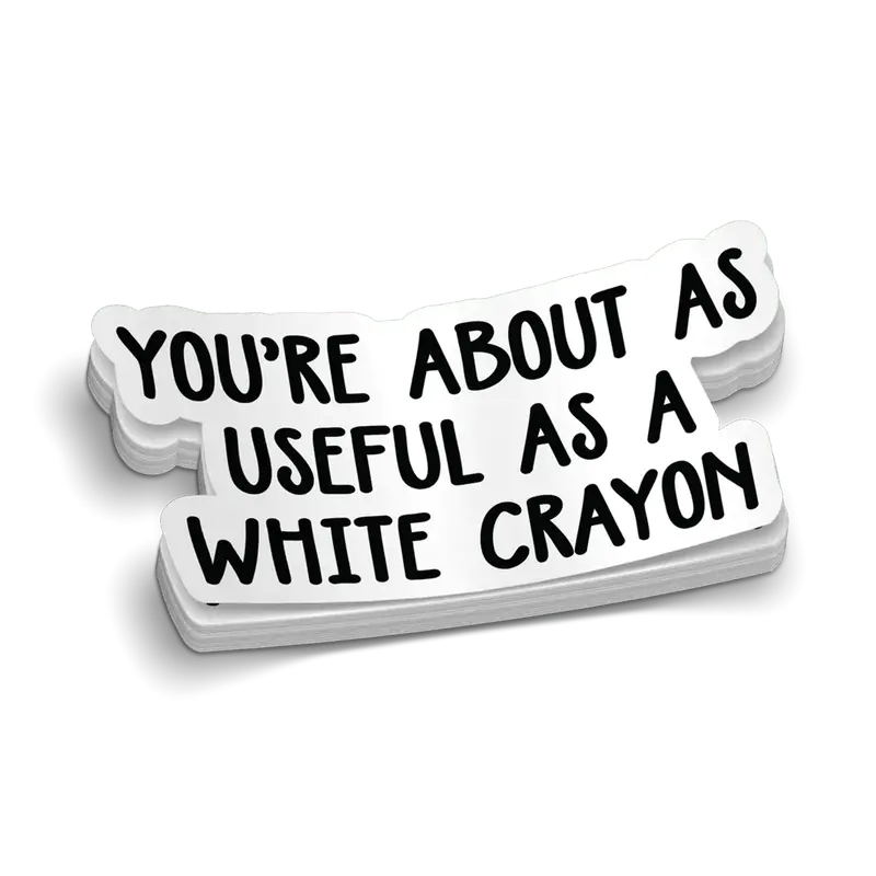 White Crayon Hard Hat Decal