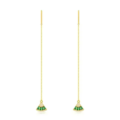 Sterling Silver with Yellow Gold Plated Cubic Zirconia Sector Drop Earrings